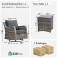 thumbnail image 6 of MEISSALIVVE Outdoor Patio Furniture Set with Swivel Chair, 6 Pieces Patio Conversation Set, Patio Sectional Furniture Set with 4 Swivel Rocker Patio Chair and 2 Side Table (Gray), 6 of 9