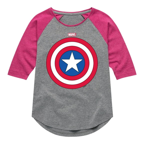 Marvel Captain America - Logo Shield - Toddler and Youth Girls Shirt Tail Raglan