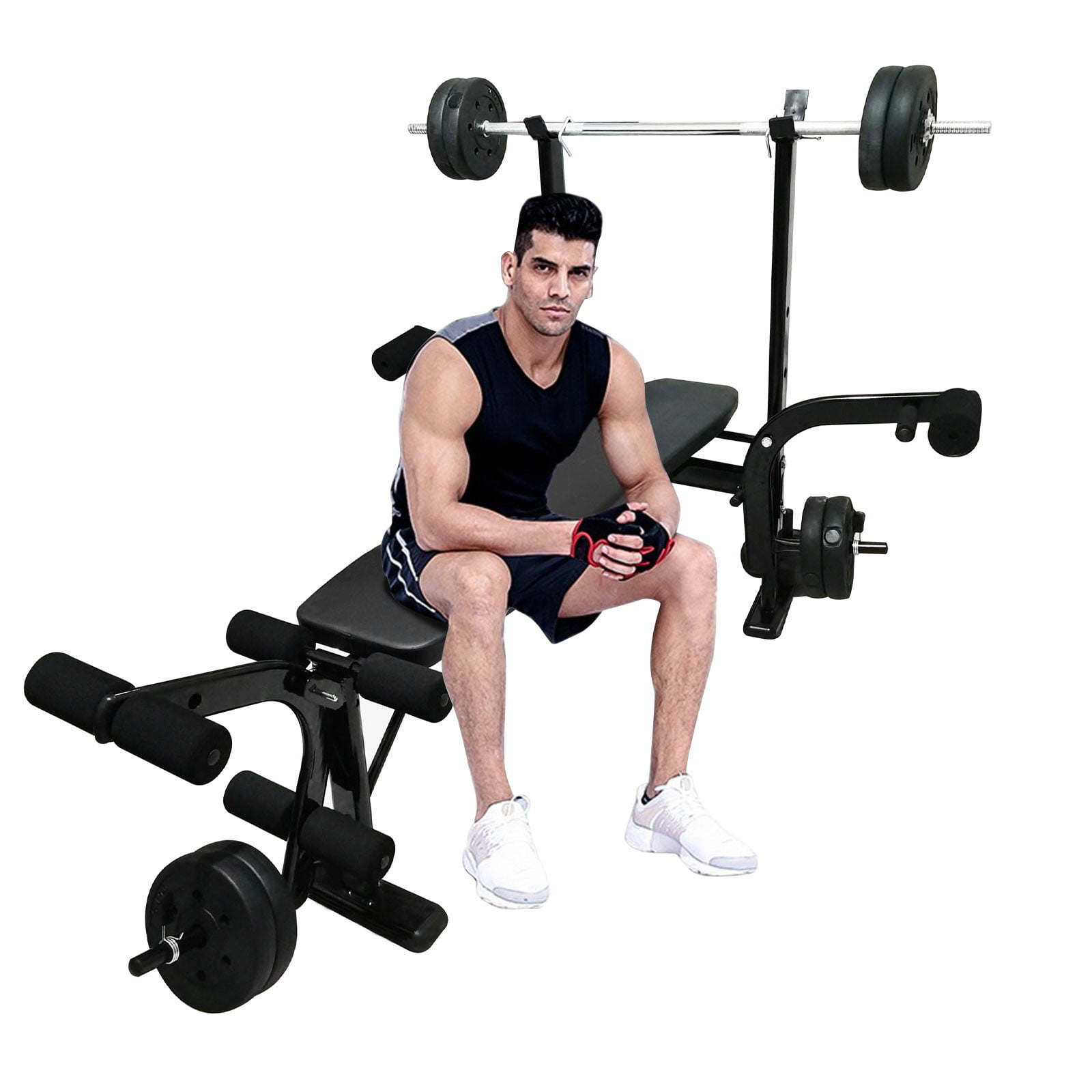 Hongyans Dumbbell Racks for Weight Free Press Bench,Adjustable Solid Steel Squat Stands Lifting Body Build Exercise for Workout Fitness Barbell 