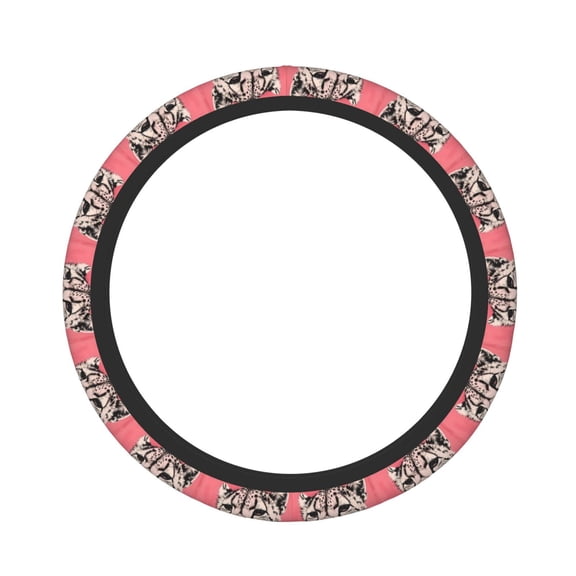 Picia Pink Cheetah Art Car Steering Wheel Cover, Non-Slip, Breathable, Universal 15 inch