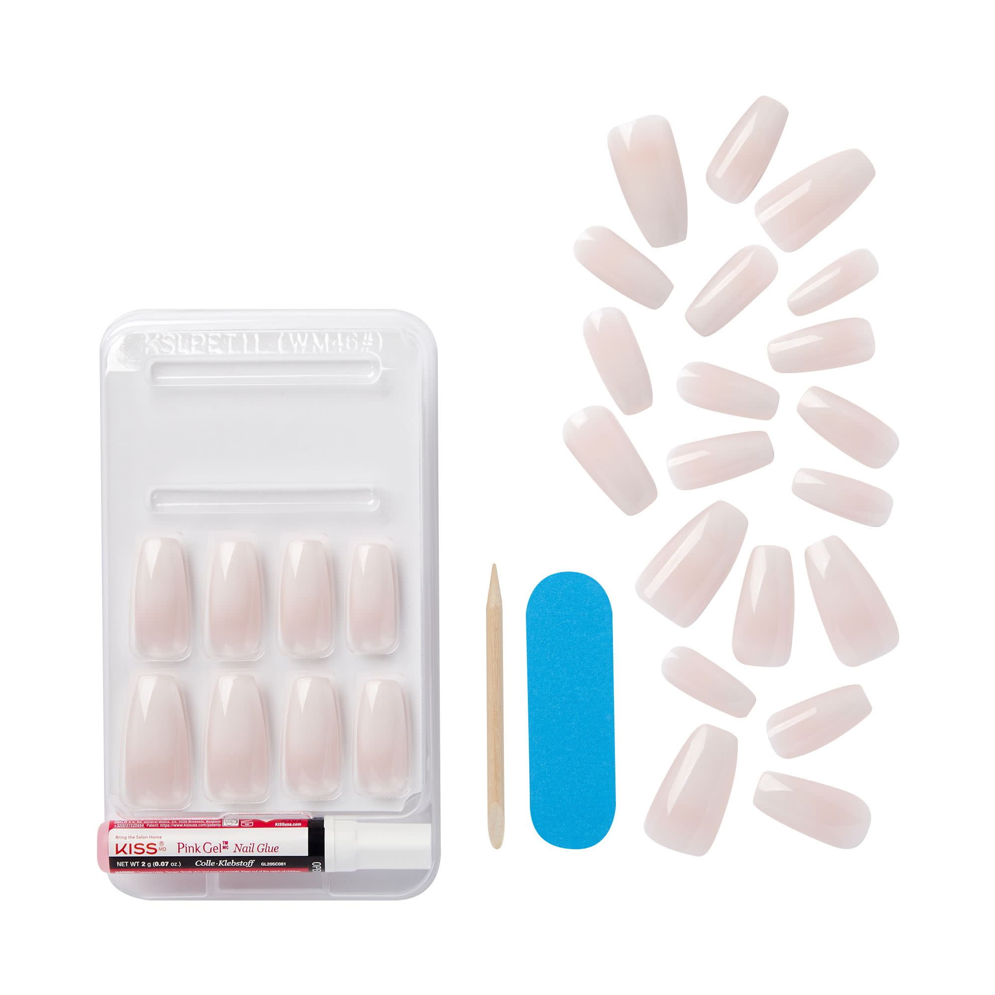 (2 pack) KISS Classy French Tip Press On Nails, Be-you-tiful, Beige, Long Coffin, 28 Count