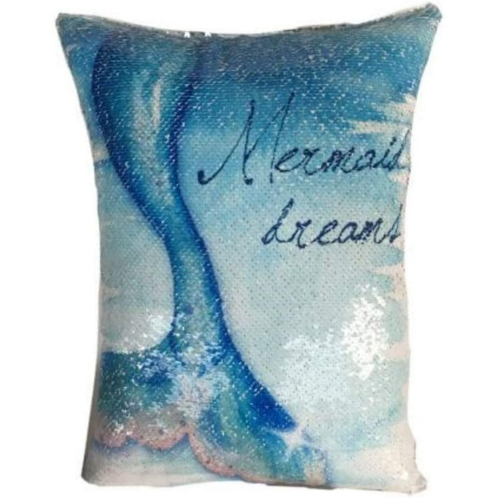 Mermaid Sequin Throw Pillow Reversible Tail Home Decor Accessory Gift