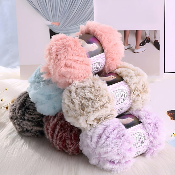 AUQ Thick Chenille Yarn Soft Skin Friendly Bulky Fluffy Knitting Yarn for Crocheting Blanket Creamy White