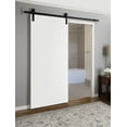 thumbnail image 3 of Sturdy Barn Door with Hardware | Planum 0010 White Silk | 6.6FT Rail Hangers Heavy Set | Modern Solid Panel Interior Doors-32" x 80"-Black Rail, 3 of 6