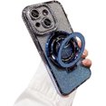 thumbnail image 1 of Funda para teléfono con purpurina brillante compatible con iPhone 15 Plus, protector de lente de cámara con soporte, funda suave con diamantes de imitación brillantes, 1 of 6