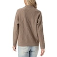 thumbnail image 4 of INSPIRE CHIC Women's Cardigan Sweater Mock Neck Long Sleeve Argyle Cable Button Front Knit Coat Brown XS, 4 of 7