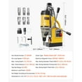 thumbnail image 3 of 1450W Magnetic Drill Press, 2878 lbf Electromagnetic Drill with 6 PCS HSS Cutter Bits, 2-Inch Boring Diameter, Professional Portable Mag Base Drill for Steel Metal, Yellow, 3 of 10