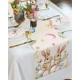 thumbnail image 3 of Easter Bunny Egg Floral Table Runners 36 Inches Cotton Linens Party Coffee Table Runner Cloth for Wedding Dinning Holiday, Spring Flowers Rabbits Washable Table Dressers Scarves Decor, 13" Wide, 3 of 6