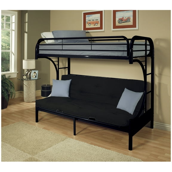 Eclipse Black Finish Twin XL/Queen Futon Bunk Bed