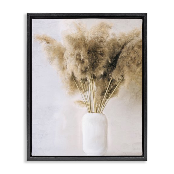 Stupell Industries Scandinavian Country Reeds in Vase Black Floating Frame Canvas Art, 25 x 31, by Anne Bailey