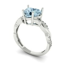 2.1ct heart cut natural swiss blue topaz 18k white gold Bridal Wedding Engagement Promise Anniversary Ring for Women size 6