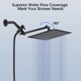 thumbnail image 4 of Shower Head,10 Inch High Pressure Rainfall Shower Head/Handheld Shower Combo with 11 Inch Extension Arm,6 Settings Adjustable Anti-Leak Shower Head with Holder/Hose,Height/Angle Adjustable,Matte, 4 of 9