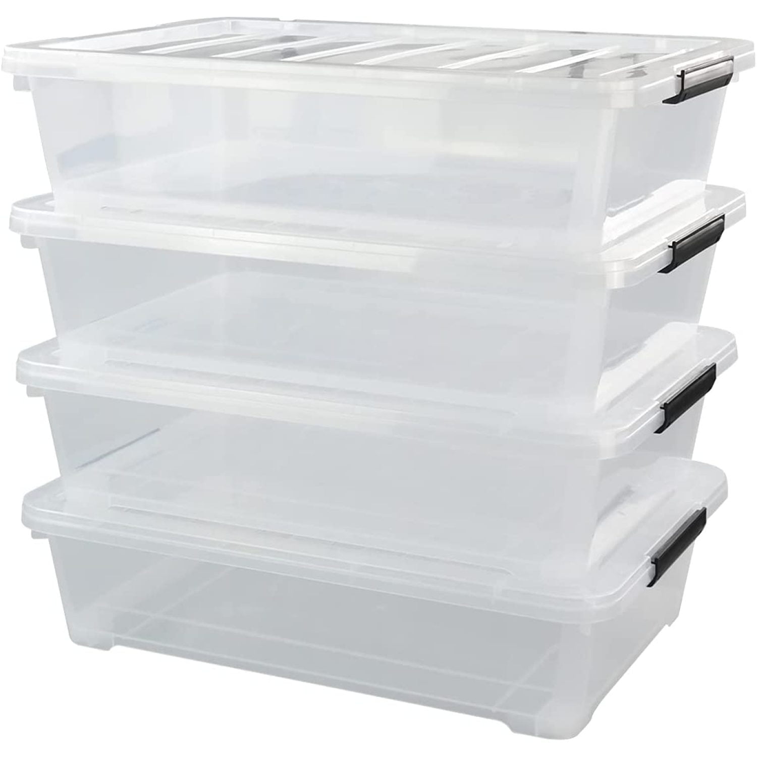 Bilot 4Pack 40 Quart Large Plastic Under Bed Storage Bin, Underbed Box