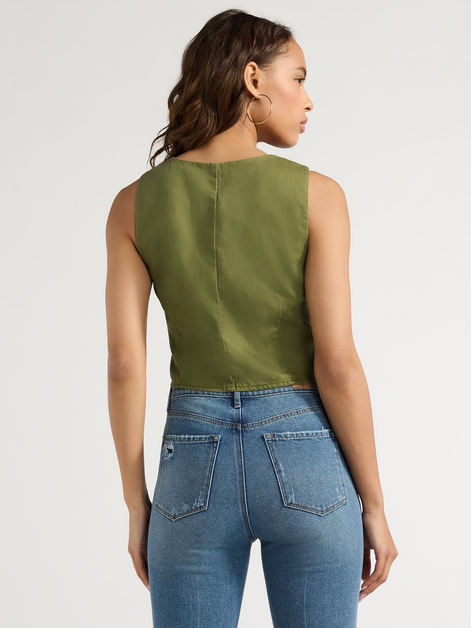 Sofia Jeans Women's Twill Vest, Sizes XS-XXXL
