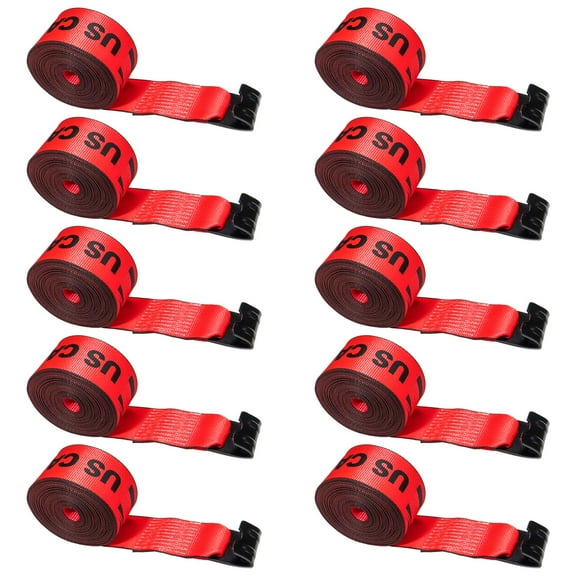 4" x 30' Red Winch Straps with Flat Hook - Box of 10