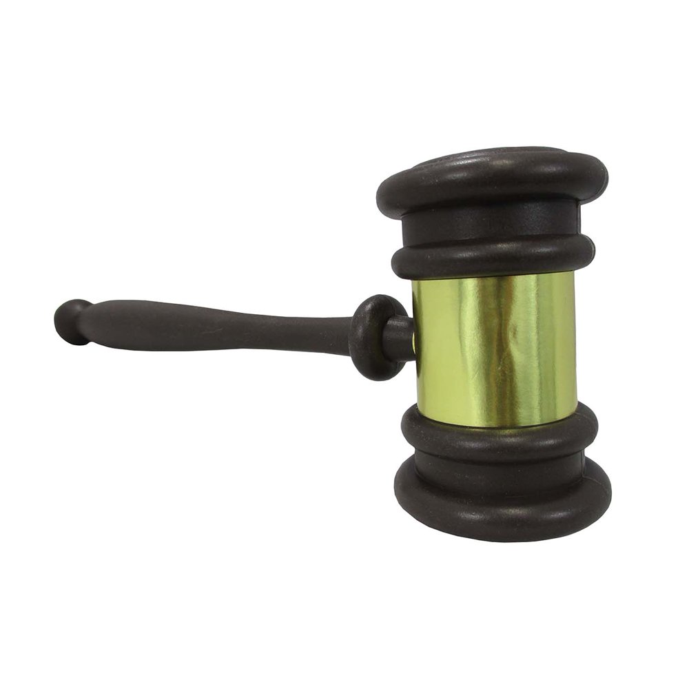Plastic Novelty Judges Gavel Costume Accessory, Brown/Gold, One Size