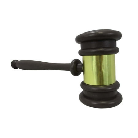Plastic Novelty Judges Gavel Costume Accessory, Brown/Gold, One