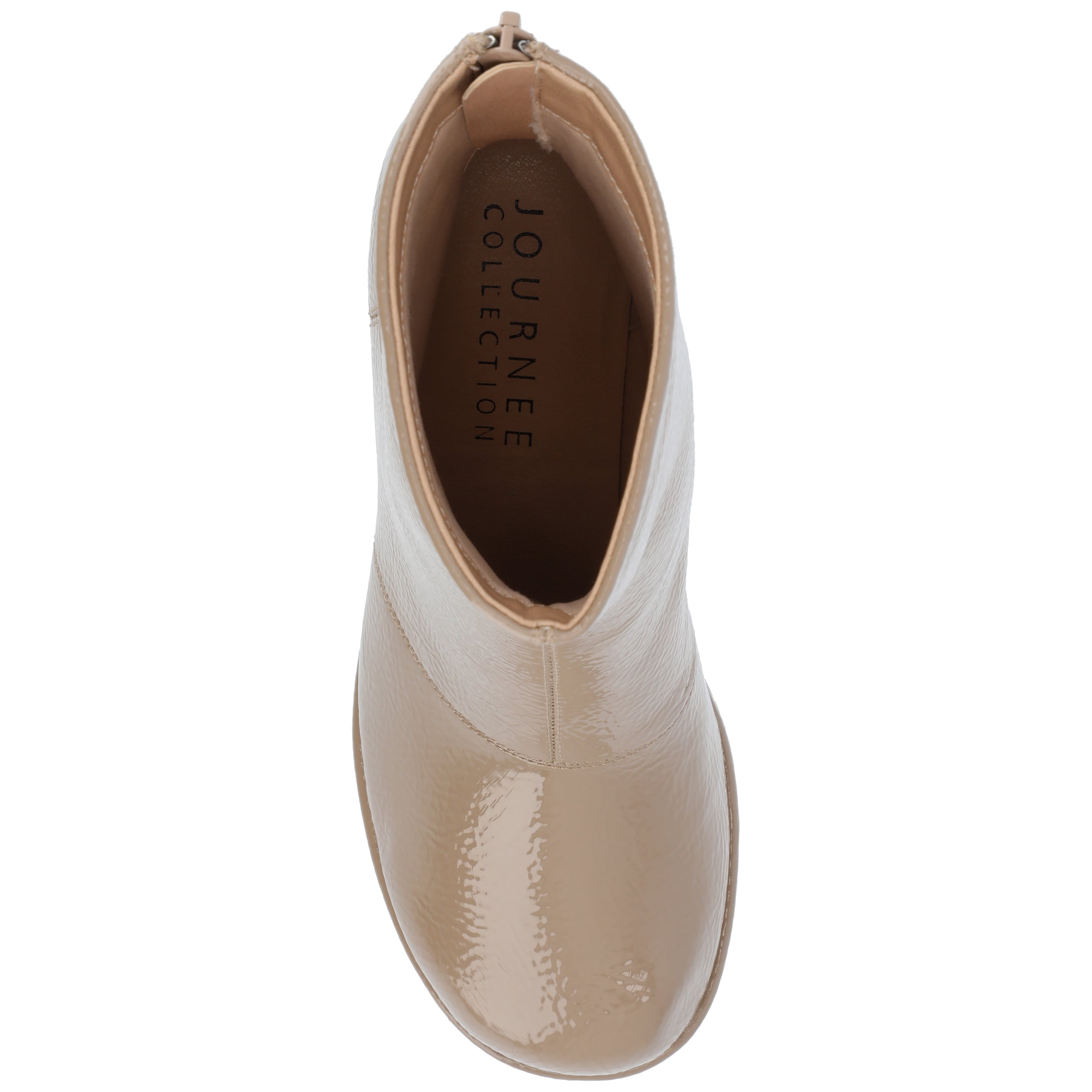 Journee Womens Aylani Crinkle Patent Vegan Leather Platform Booties