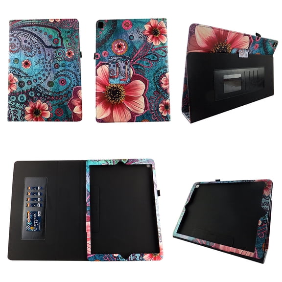Pink Flower Paisley Case for iPad Pro 12.9 Fit Both 2nd Gen 2017 / 1st Gen 2015Premium Pu Leather Slim Folio Stand Cover w Stylus Holder and Auto Wake / Sleep