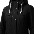 thumbnail image 4 of Ghalytn Women's Mid Length Hooded Rain Jacket with Flap Pockets, Zip Up Windproof Trench Coat, 4 of 5