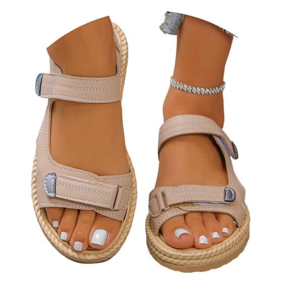 Orthopedic Wide Sandals for Women 2026,Strappy Arch Support Flat Wedge Sandals Walking Sandals Women Open Toe & Ankle Strap Comfortable Platform -On Shoe for Summer Beach, Casual