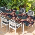 thumbnail image 2 of Independence Day Table Cloths for 8 Foot Rectangle Tables, Red Blue USA Flag Retro Patriotic Stars Stripes Patio Waterproof Elastic Fitted Tablecloths, Washable Rectangular Table Cover for Camping, 2 of 8