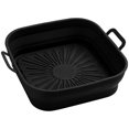 thumbnail image 1 of Bandejas para hornear cuadradas, gruesas y plegables de 8 pulgadas para una cocina saludable, elementos esenciales de cocina, revestimientos de silicona negros inodoros para freidoras, 1 of 8