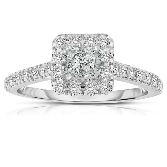 2.00 Carat Princess cut Halo Diamond Moissanite Engagement Ring with 18k Gold Plating