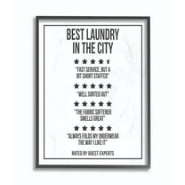 Stupell Industries Five Star Laundry Funny Word Black And White Design Framed Giclee Texturized Art by Daphne Polselli