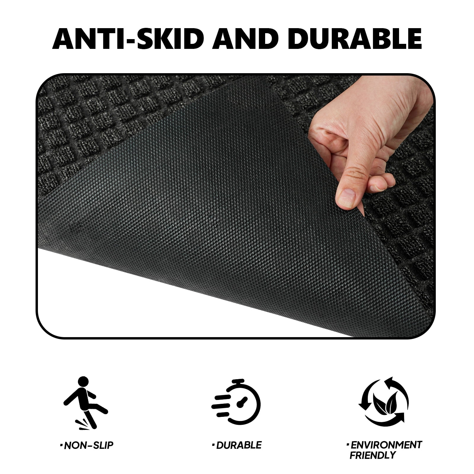 Kitchen Bath Mat, Small Grid Pattern Floor Mat with Composite Rubber Backing, Waterproof Non-Slip Door Mat for Kitchen Bathroom Laundry Room Entryway