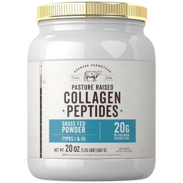 Suplemento de péptidos de colágeno alimentado con pasto en polvo, 600 ml, hierba
