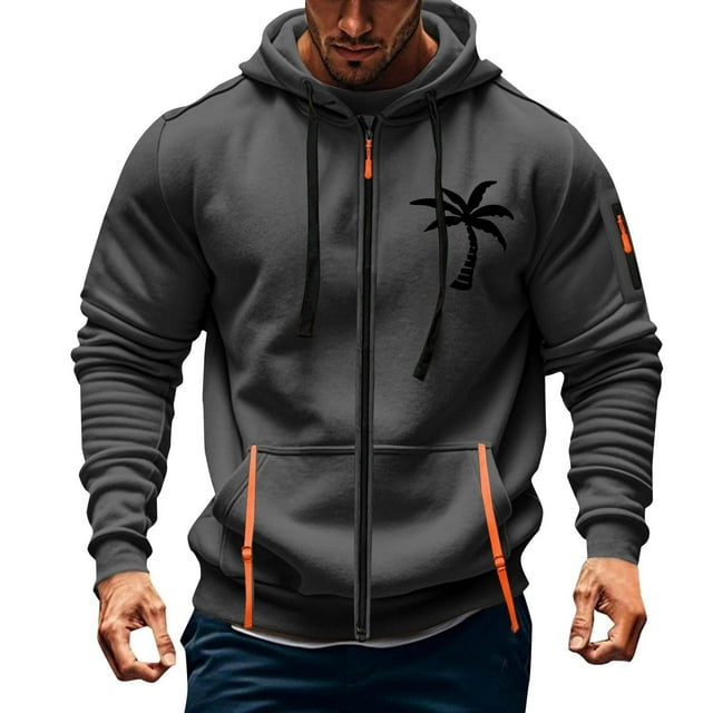 LUOGENLI Mens Hoodies Blanket Men's Casual Hoodies Sweatshirts Loose Fit Pullover Streetwear Graphic Print Hooded Sweatshirt for Autumn Winter Daily Wear Men's Fashion Hoodies Dark Gray Size XL