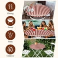 thumbnail image 7 of Country Star Plaid Round Tablecloth, Fitted Table Cover with Elastic for 36"-44" Round Tables, Retro Red American Farm Barn Berry Table Cloth Outdoor Indoor Dinning Party Waterproof Tablecloths, 7 of 7