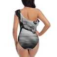 thumbnail image 6 of Yiaed Running Horse Print Women One Piece Swimsuits Tummy Control One Shoulder Bathing Suits Pattern Ruffle Swimwear-Medium, 6 of 8