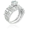 thumbnail image 2 of Decadence Sterling Silver 5.25mm Round Cut Cubic Zirconia Wedding Set With Baguettes, 2 of 4