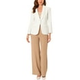 thumbnail image 2 of INSPIRE CHIC Women's Winter Shawl Lapel Long Sleeve Pockets Office Jacket Blazers S White, 2 of 6