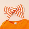 thumbnail image 5 of URMAGIC Newborn My First Halloween Baby Girl Outfit Long Sleeve Romper Pumpkin Stripe Bell Bottom Pants Set 0-3 Years, 5 of 11