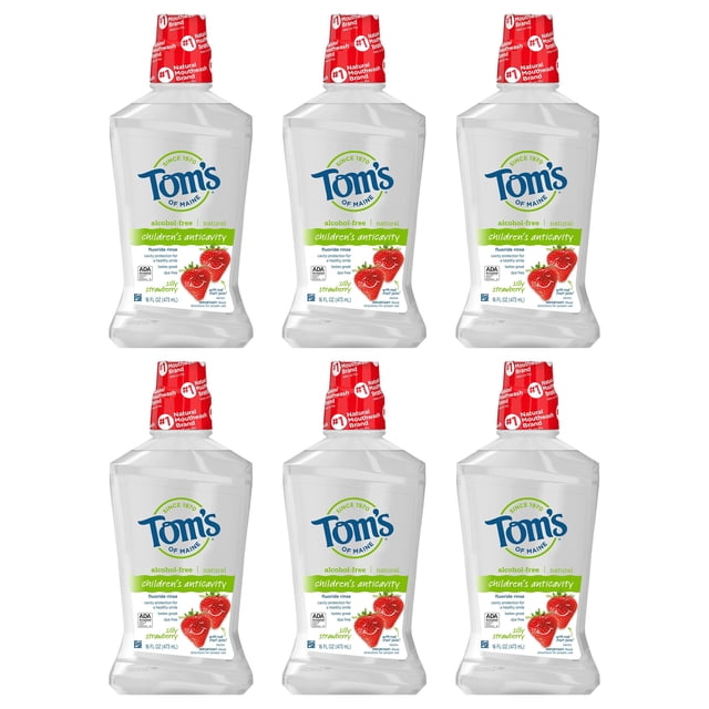 Enjuague bucal anticaries para niños Tom's of Maine, 480 ml (paquete de 6)