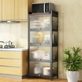 thumbnail image 2 of Large Kitchen Pantry Storage Cabinet Buffet, 4 Tier Metal Pantry Cabinet with Folding Doors 56'' Kitchen Hutch Cabinet Suitable for Dining Room Living Room, 2 of 9
