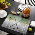 thumbnail image 3 of Sage Green Gray Ombre Placemats Set of 4, Black Hockey Sticks Minimalist Style Placemats for Dining Table, Place Mats for Kitchen Tabletop, Waterproof Wipeable Dining Table Mats Set, 3 of 9