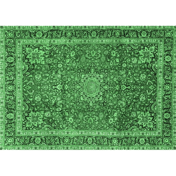 Ahgly Company Indoor Rectangle Persian Emerald Green Traditional Area Rugs, 8' x 10'