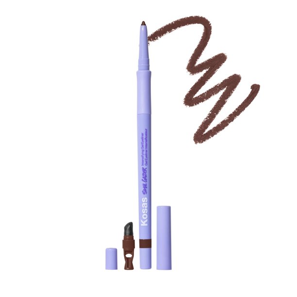 Kosas Soulgazer Gel Eyeliner (Profundidad) - Lápiz impermeable a prueba de manchas con ácido hialurónico - Lápiz delineador de ojos retráctil con sacapuntas y difuminador de larga duración - Marrón cá