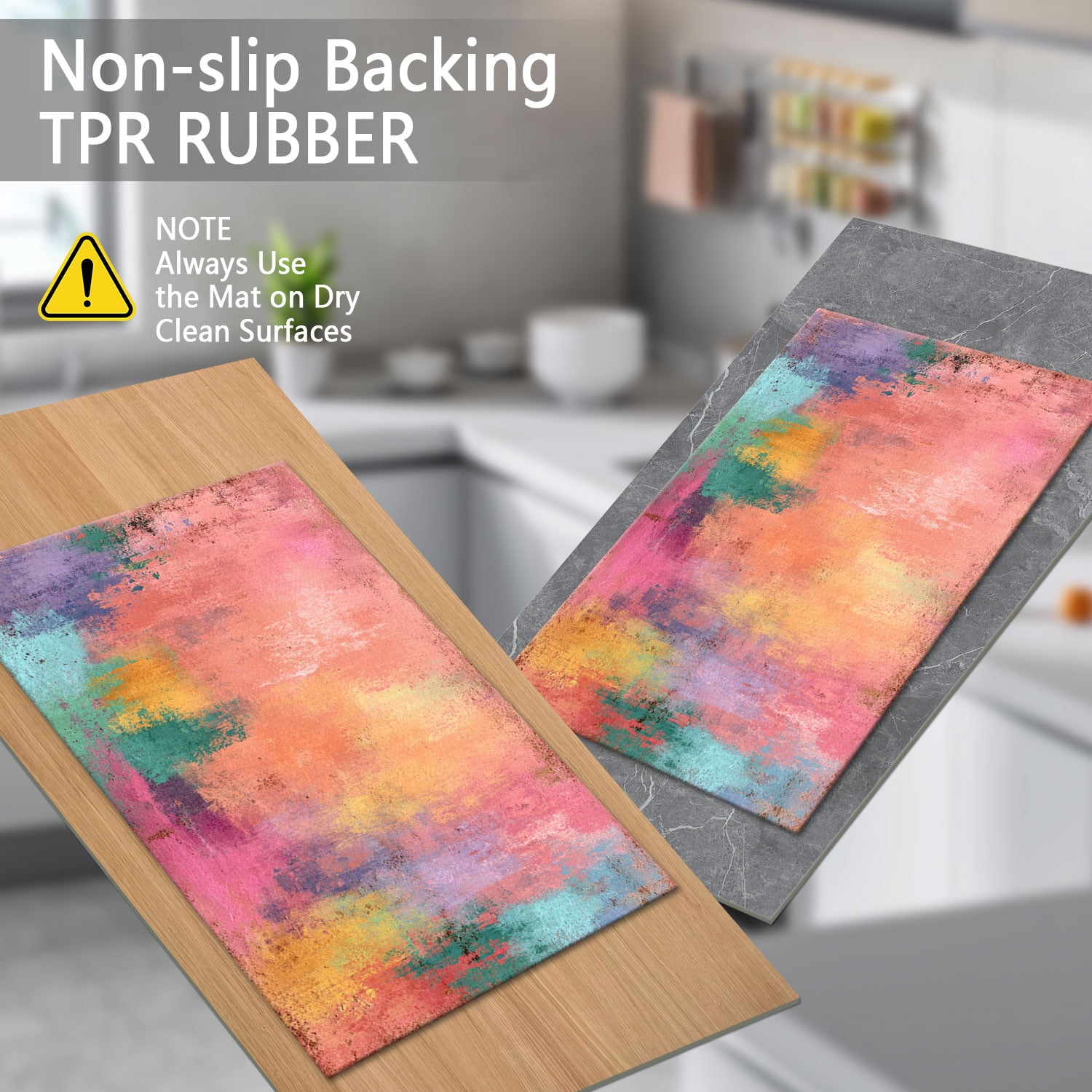 3-Piece Farmhouse Kitchen Rug Set, Washable Anti Slip Striped Floor Mats in 3 Sizes, Stain Resistant Decor Rugs for Kitchen Hallway Bathroom Home Christmas Decor