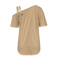 thumbnail image 5 of Womens Short Sleeve Tops One Shoulder Summer Blouses for Women 2025 One Shoulder T Shirts Women Womens Solid Color T Shirts Womens Shirts Trendy, 5 of 5