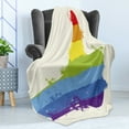 thumbnail image 4 of Pride Soft Flannel Fleece Blanket, Grungy Rainbow with Thumbs up Art Illustration Approbation Acceptance Gesture Print, Cozy Plush for Indoor and Outdoor Use, 50" x 70", Multicolor, by Ambesonne, 4 of 5