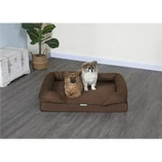 Go Pet Club EE-36 Memory Foam Bed with Bolster & Removable Waterproof Cover, Multi Color