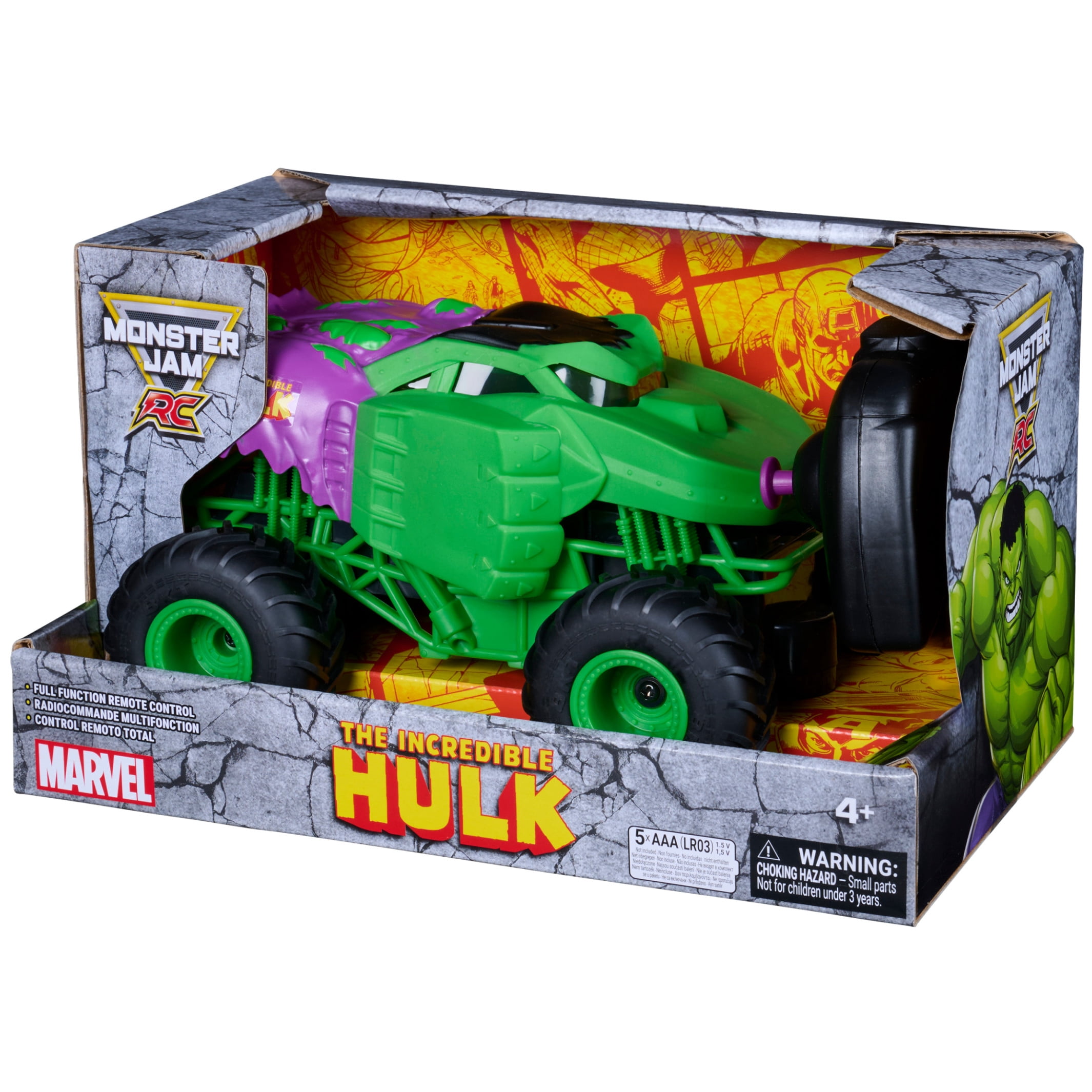 Monster Jam Marvel The Hulk RC Monster Truck, 1:24 Scale, for Kids Ages 4 and up