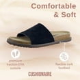 thumbnail image 3 of Cushionaire Ritual Suede Slide Sandals for Women - Slip On Womens Leather Sandals with Cushioned Cork Footbed and Arch Support, 3 of 18