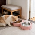 thumbnail image 5 of SHENGXINY Stainless Steel Cat Food Bowl and Water Bowl Set - Frog Shaped Double Stainless Steel Bowls, Dual Food Water Feeder for Small Medium Dogs & Cats Pink 10.63x5.91x1.57in, 5 of 6