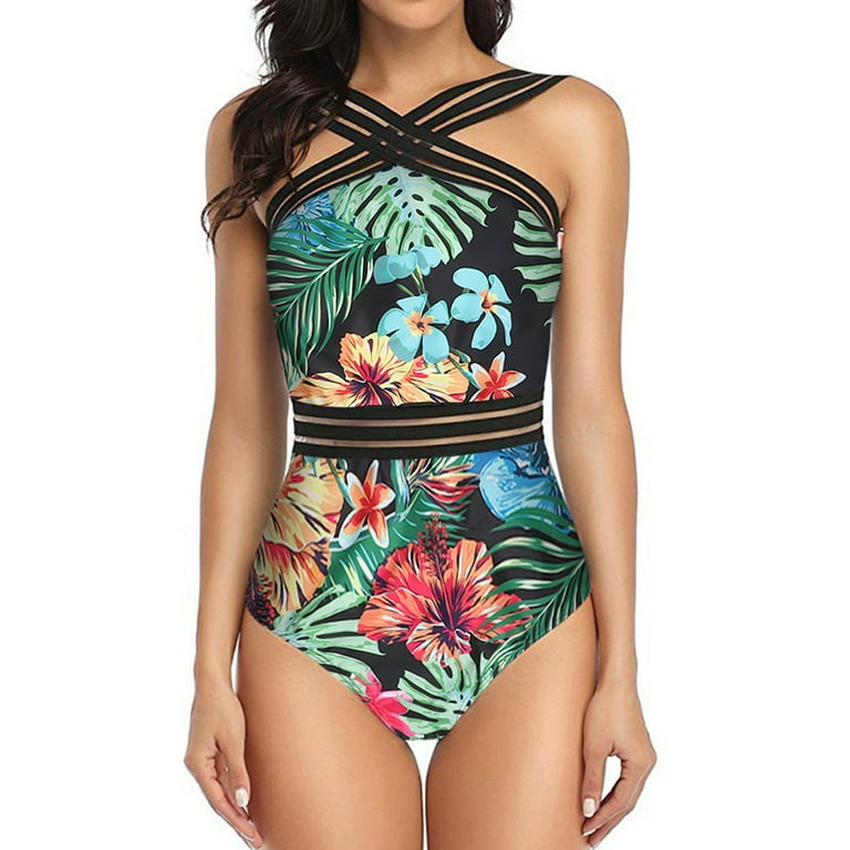 Striped and floral one piece swimsuit 2025